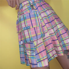 Kawaii Bright Colorful Plaid Skirt