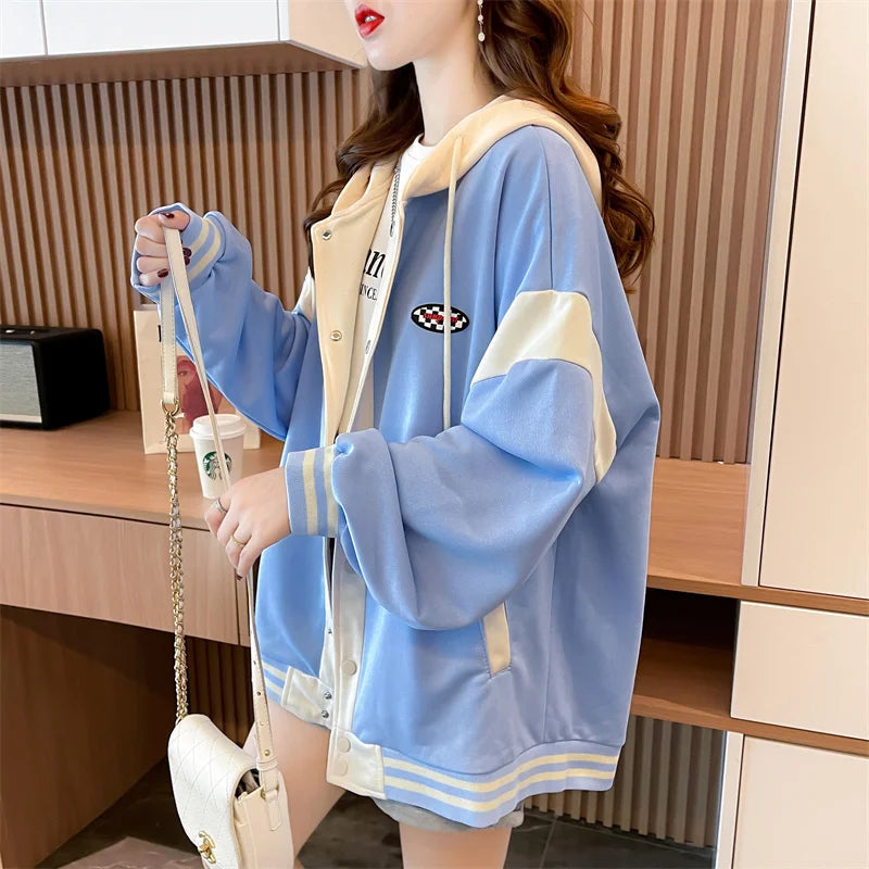 Aesthetic Hooded Baseball Jacket