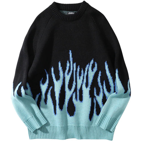 Blue Flame Sweatshirt Kawaii Side