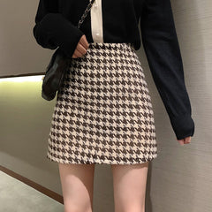 Retro Houndstooth uldnederdel