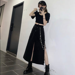 Long Midi Black Skirt