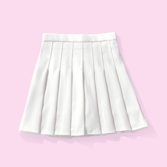 Coquette Preppy High Waist Pleated White Mini Skirt