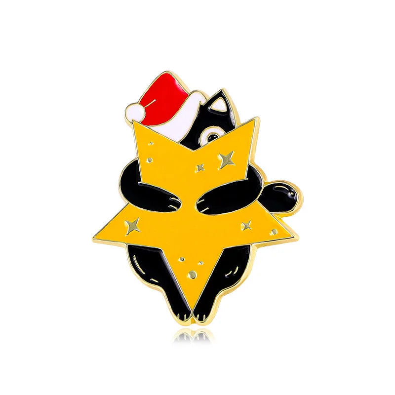 Christmas Kitten Enamel Pin Kawaii Side