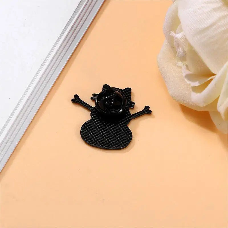 Cute Cat Snowman Enamel Pin Kawaii Side