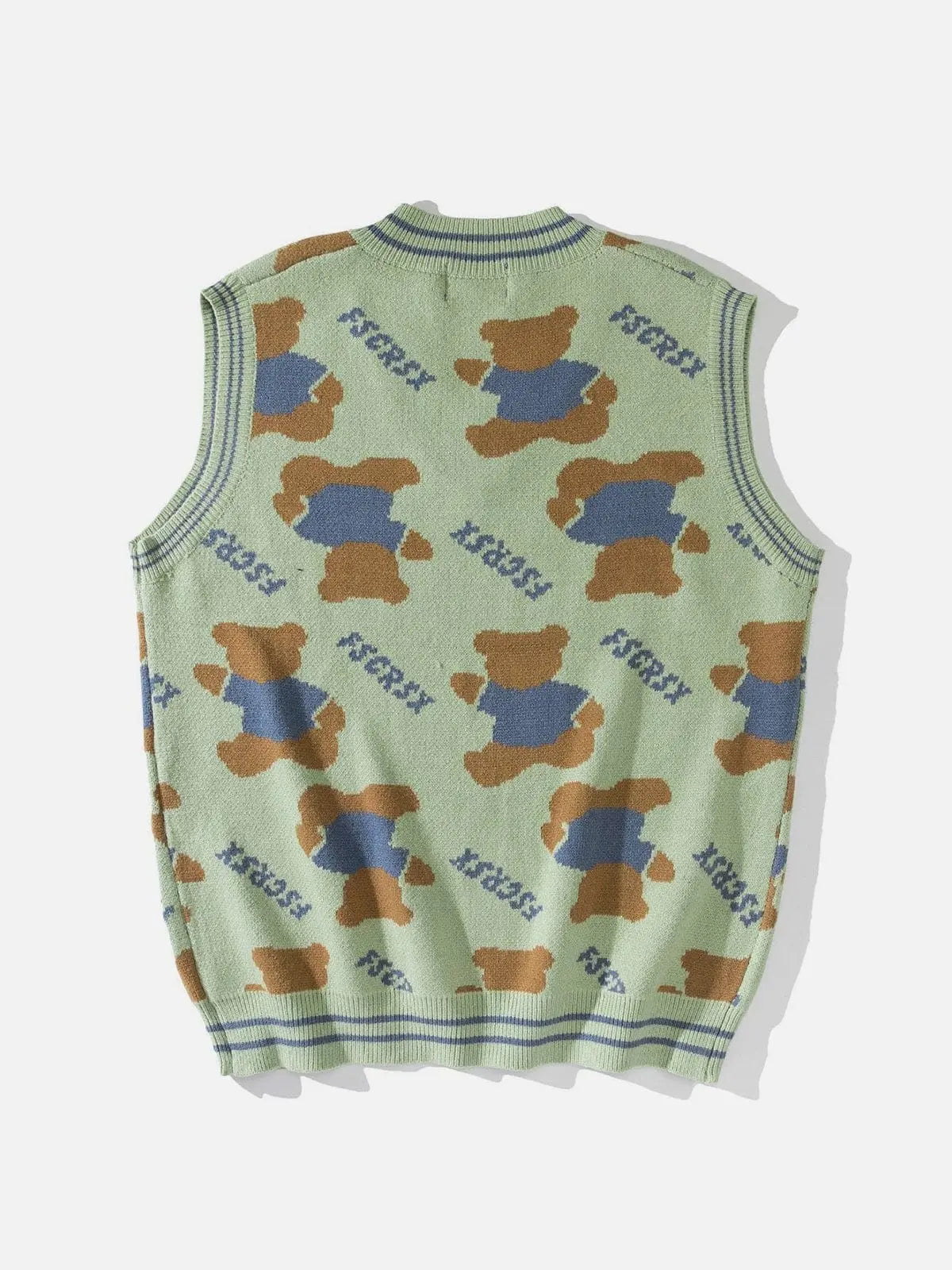 Bear Letters Print Knit Vest - Kawaii Side