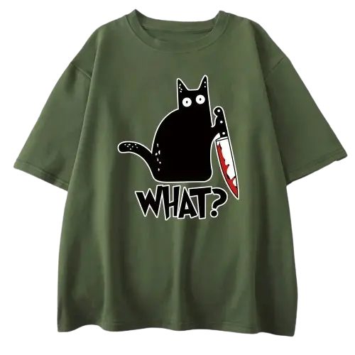 Black Cat "What" T-Shirt GatoGeek