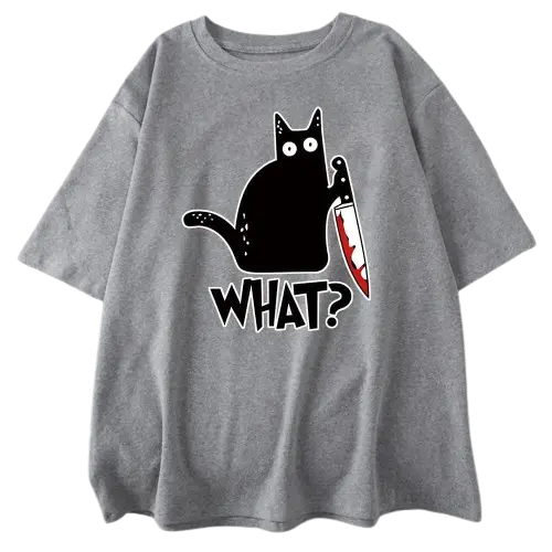 Black Cat "What" T-Shirt GatoGeek