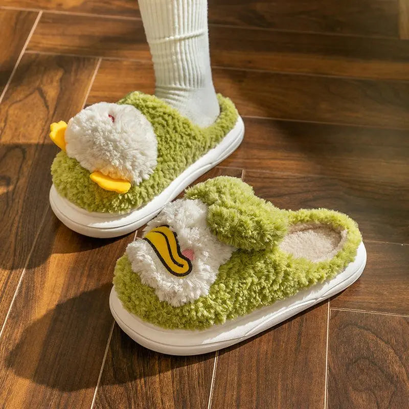 Cartoon Duck Plush Slippers - Kawaii Side