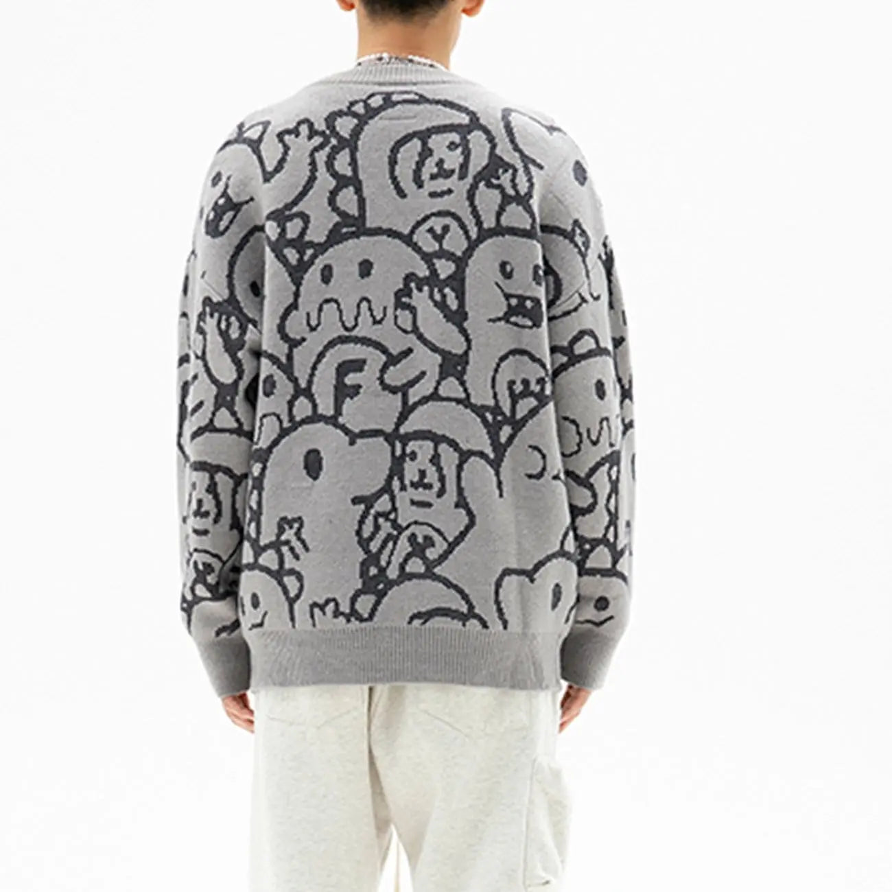 Cartoon Embroidery Knit Sweater - Kawaii Side