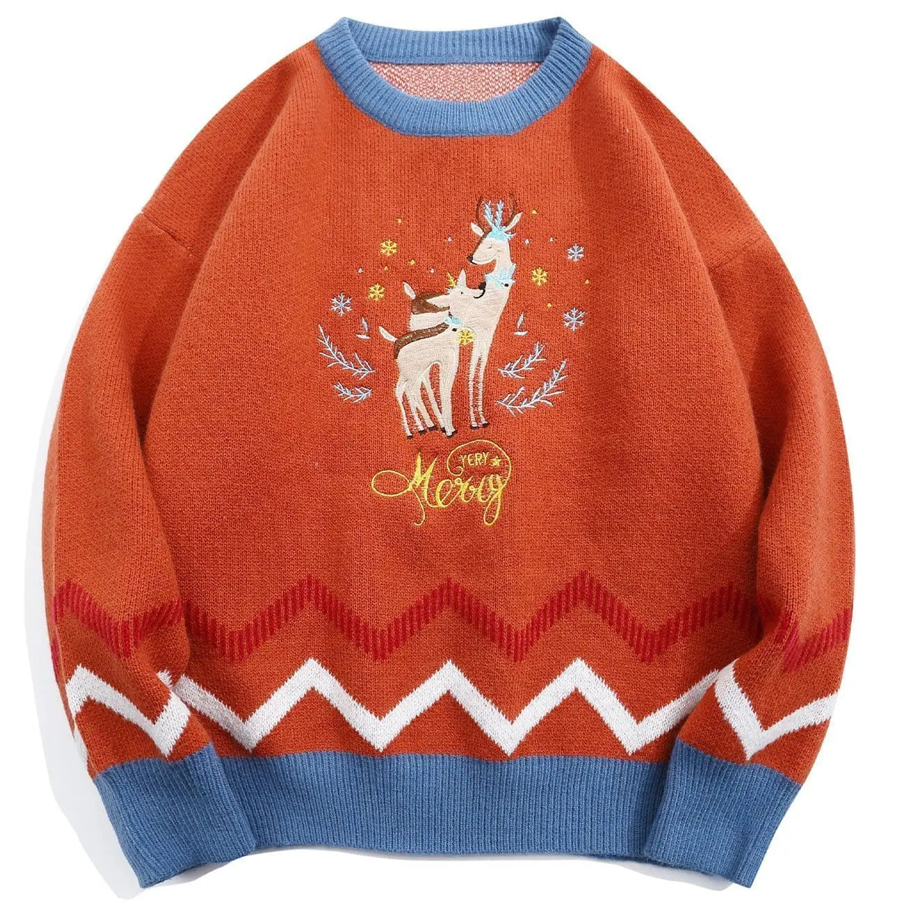 Carmel Collection Embroidered Deer Knit Long Sleeve outlet Pullover Sweater