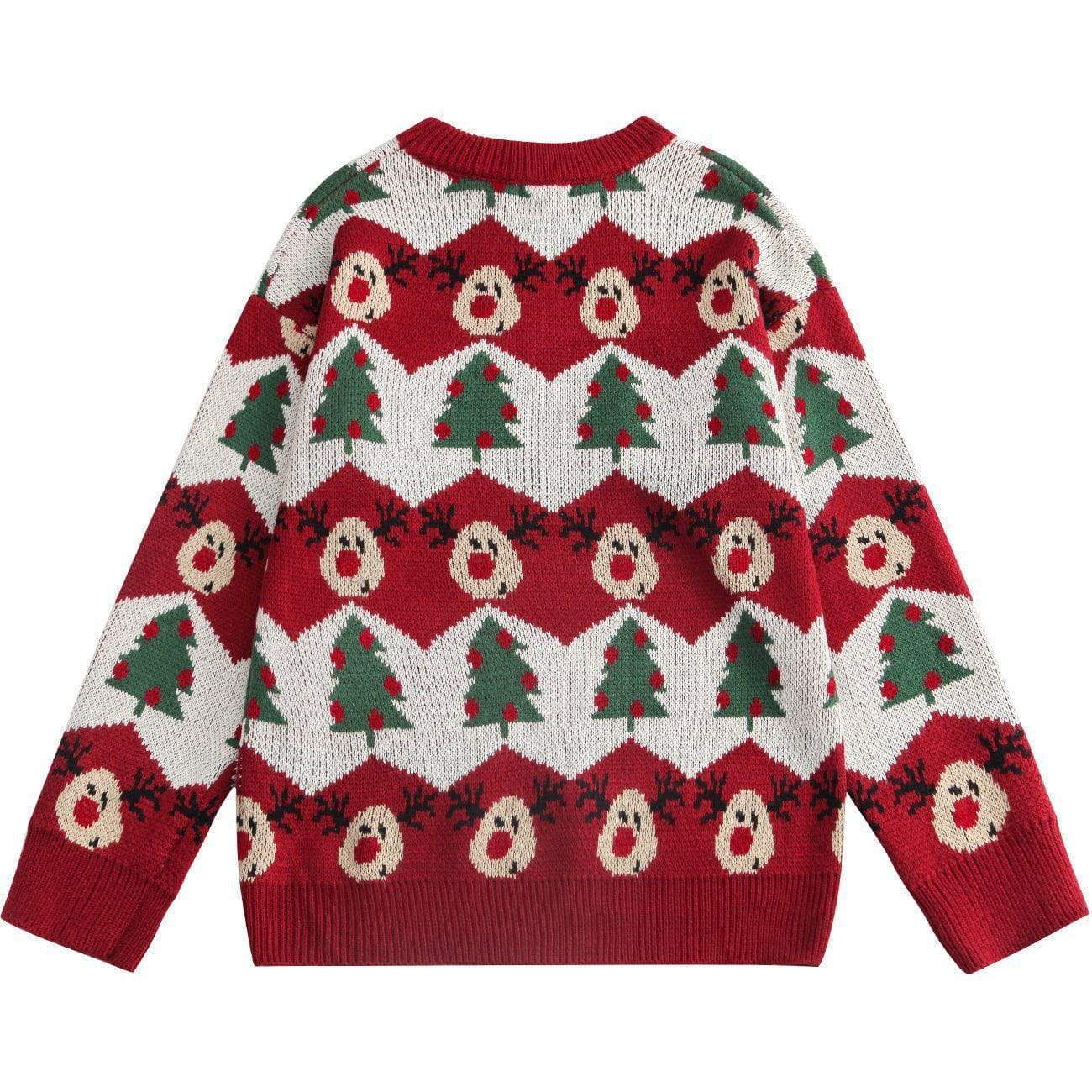 Christmas Tree Pattern Knit Sweater - Kawaii Side