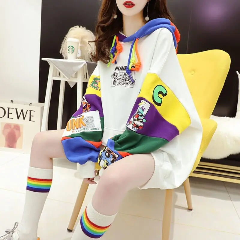 Colorful Graphic Streetwear Hoodie - Kawaii Side