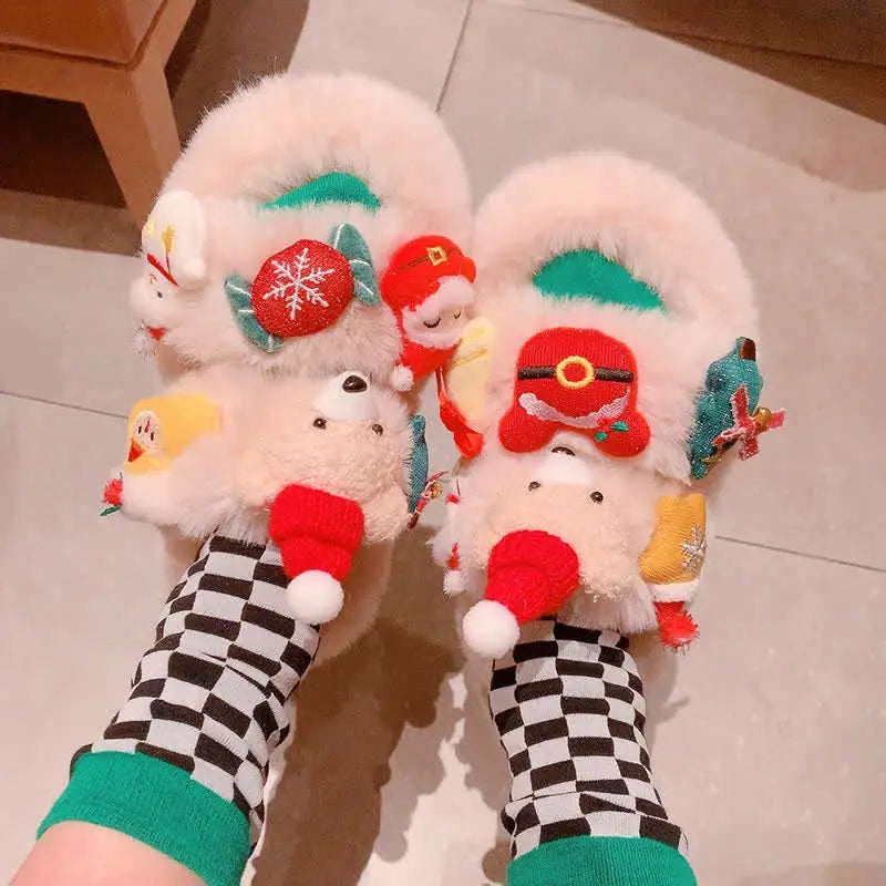 Cute Christmas Bear Plush Slipper - Kawaii Side