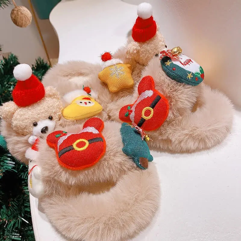 Cute Christmas Bear Plush Slipper - Kawaii Side