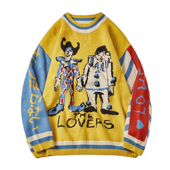 Patchwork Sleeve Joker Knit Sweater