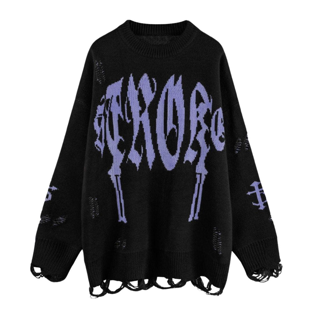 Vintage Gothic Ripped Sweater