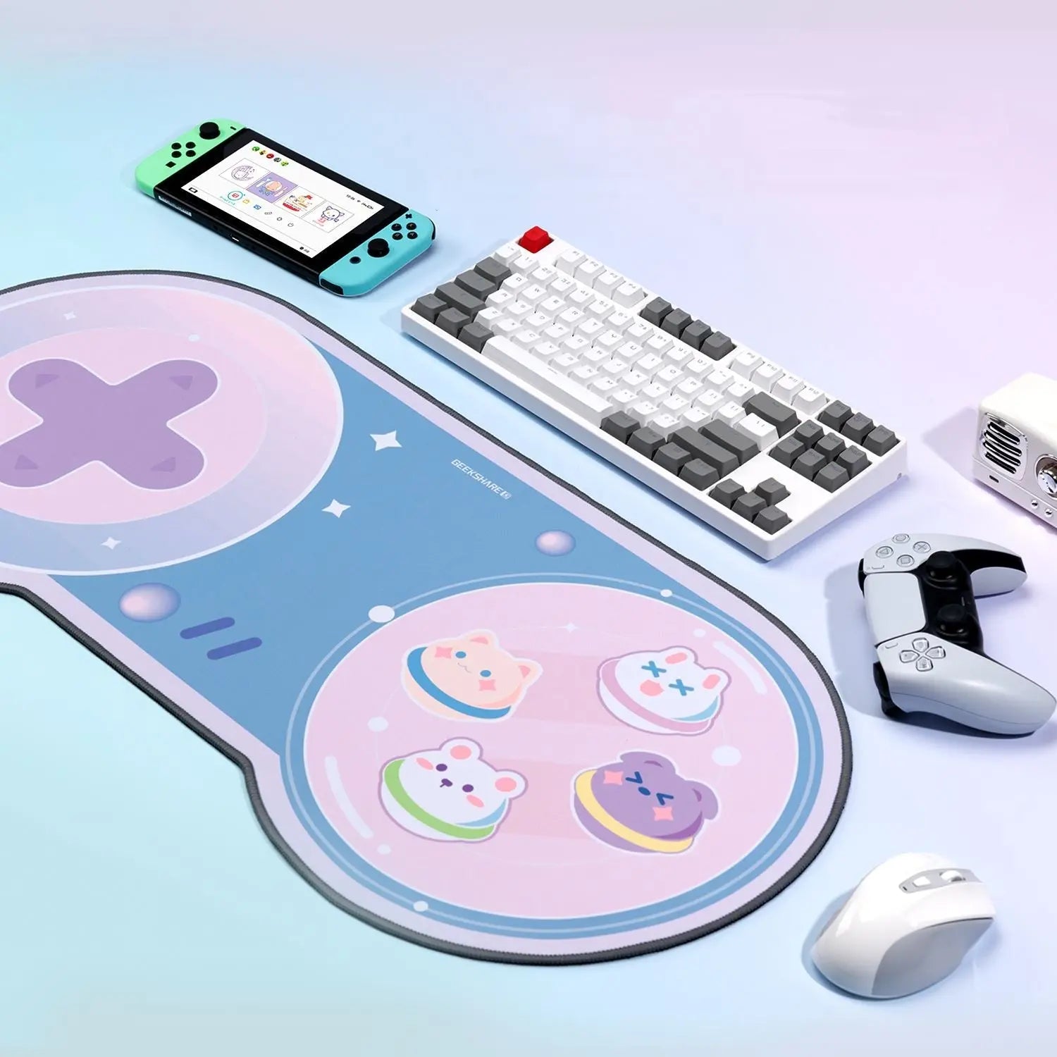 Deskpad Gatinhos Shape Controle de Super Nintendo - Kawaii Side