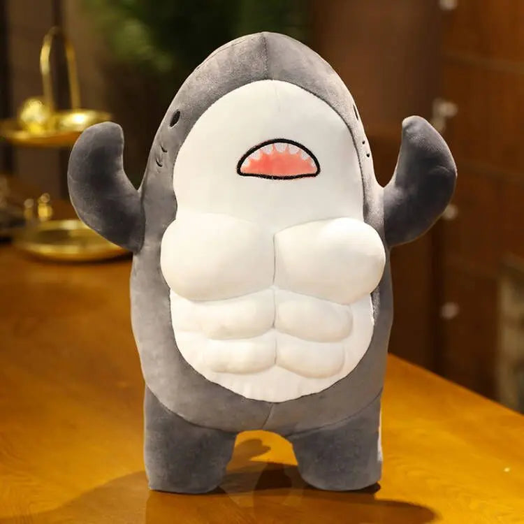 Funny Plush Cute and Muscular Shark with Six-Pack - Kawaii Side