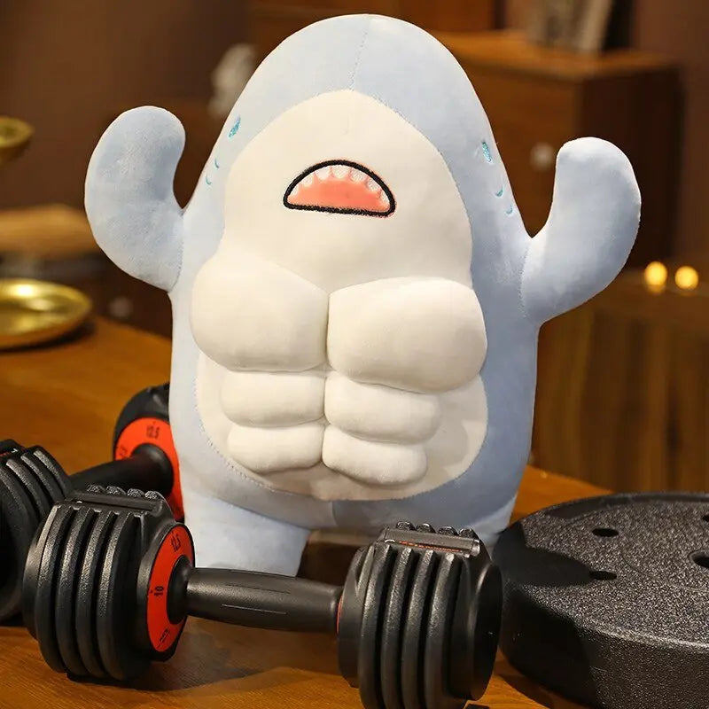 Funny Plush Cute and Muscular Shark with Six-Pack - Kawaii Side