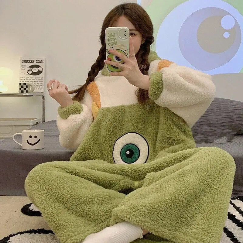 Fuzzy Coat Mike Wazowski Pajamas - Kawaii Side