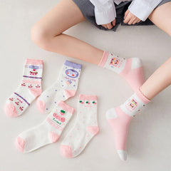 Pink Milk Bear Cotton Socks