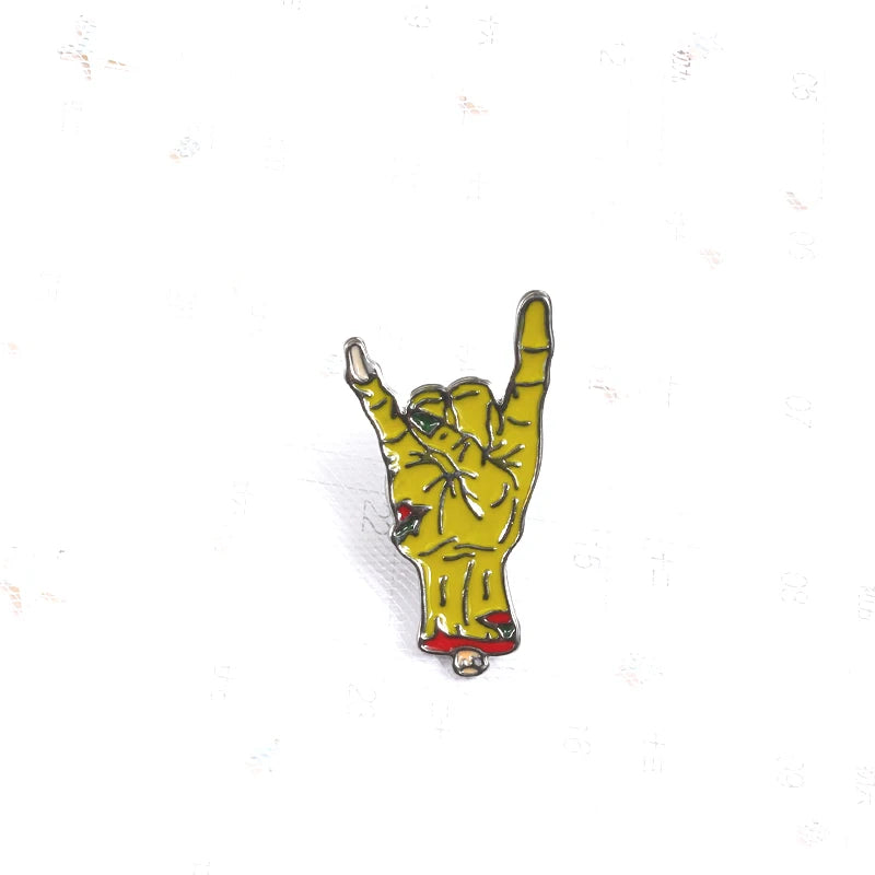 Punk Hand Metal Pins Brooches OK Yeah Good Rock Finger Signal Enamel Pin Badges Various Gestures Jewelry for Women Men Kids Gift Kawaii Side