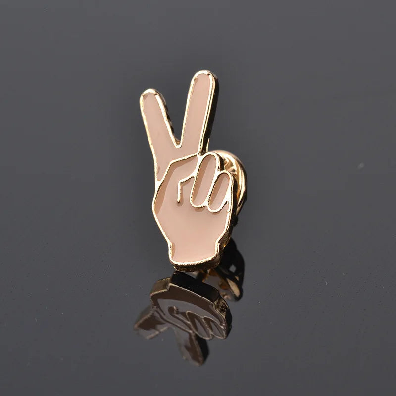 Punk Hand Metal Pins Brooches OK Yeah Good Rock Finger Signal Enamel Pin Badges Various Gestures Jewelry for Women Men Kids Gift Kawaii Side