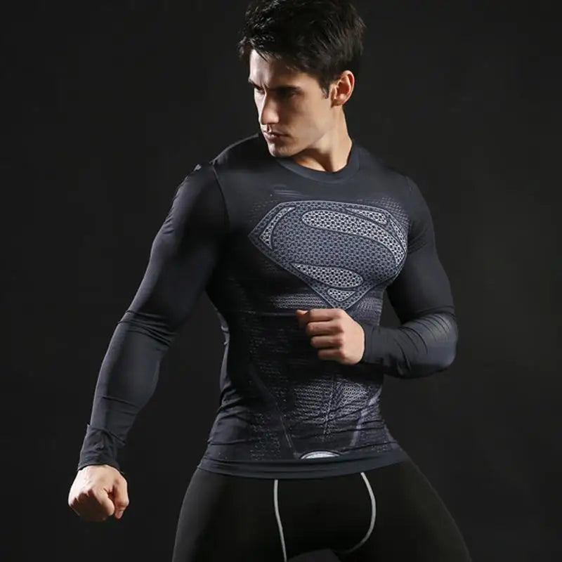 Super Hero 3D Printed Long Sleeve Compression T-Shirts