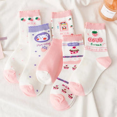 Pink Milk Bear Cotton Socks