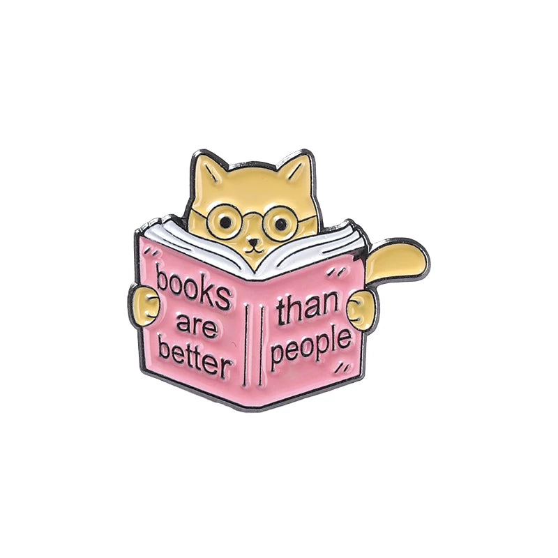 Funny Quote Book Enamel Pin Cartoon Brooches Hourglass Reader Bookworm Lapel Pins Badges Jewelry Gifts for Friends Wholesale Kawaii Side