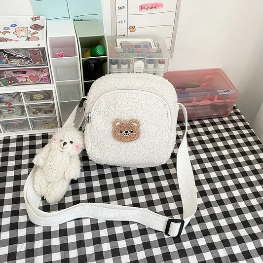 Borsa a tracolla in peluche Kawaii simpatico orsetto