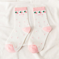 Pink Milk Bear Cotton Socks