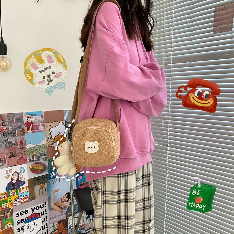 Kawaii Cute Bear Plush Shoulder Bag