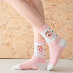 Pink Milk Bear Cotton Socks