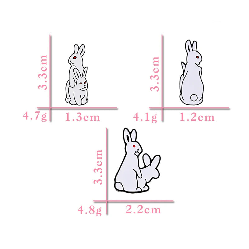 Evil White Rabbit Enamel Pin Creative Bunny Brooches Funny Animal Lapel Pins Denim Jackets Bag Cartoon Badges Cute Jewelry Gift Kawaii Side