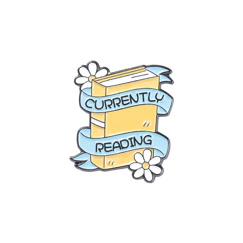 Funny Quote Book Enamel Pin Cartoon Brooches Hourglass Reader Bookworm Lapel Pins Badges Jewelry Gifts for Friends Wholesale Kawaii Side