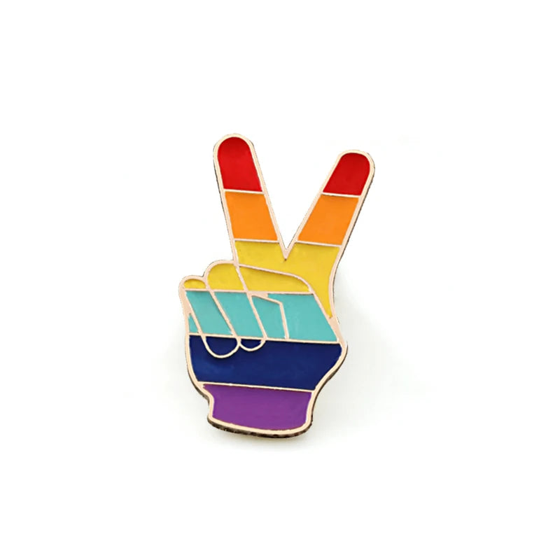 Punk Hand Metal Pins Brooches OK Yeah Good Rock Finger Signal Enamel Pin Badges Various Gestures Jewelry for Women Men Kids Gift Kawaii Side