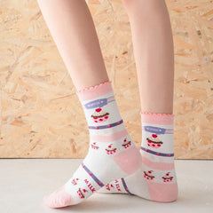 Pink Milk Bear Cotton Socks