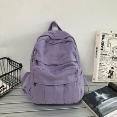 Solid Colour Retro Women Backpack