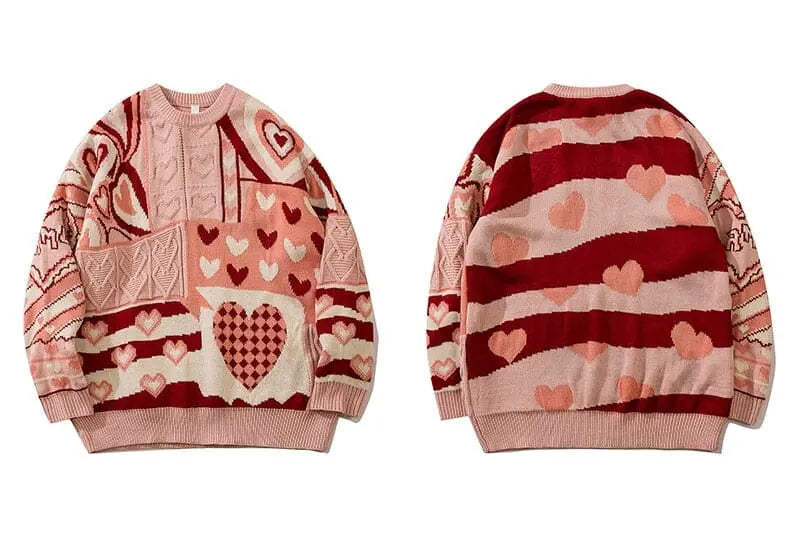 Kawaii Fluffy Heart Pullover Sweater - Kawaii Side