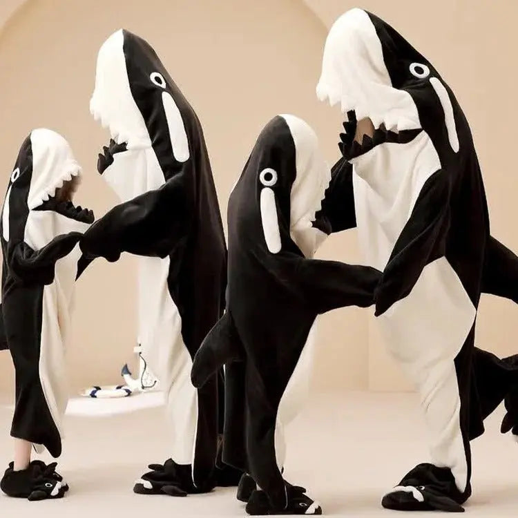 Kawaii Killer Whales Hooded Jumpsuit Pajamas - Kawaii Side