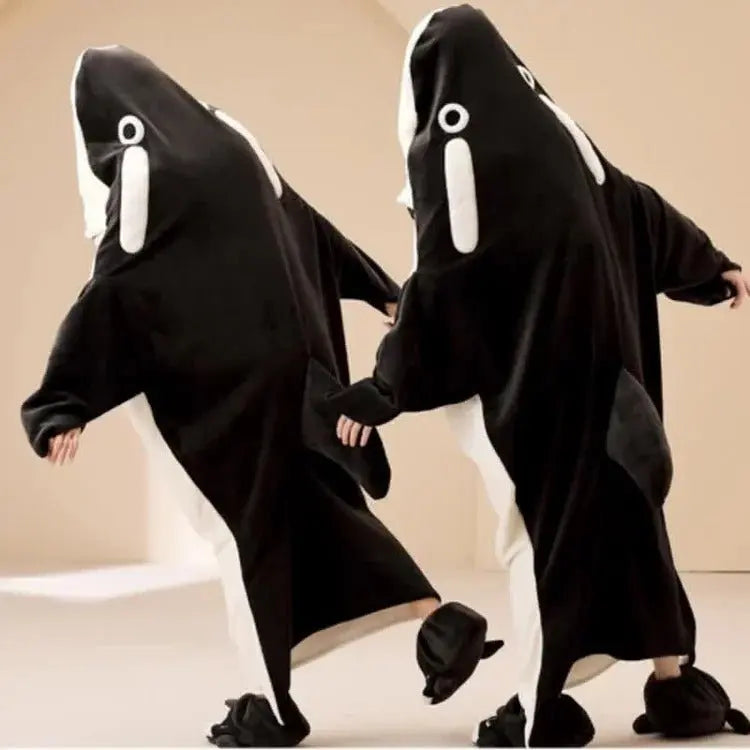 Kawaii Killer Whales Hooded Jumpsuit Pajamas - Kawaii Side