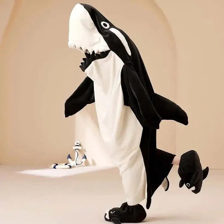 Kawaii Killer Whales Hooded Jumpsuit Pajamas - Kawaii Side