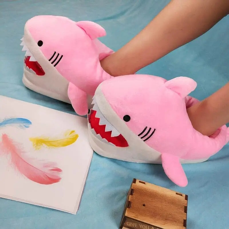 Kawaii Shark Plush Slippers - Kawaii Side