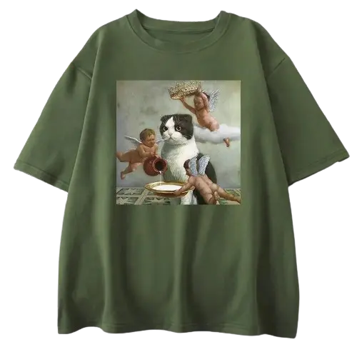 Little God Cat and Angels T-Shirt GatoGeek