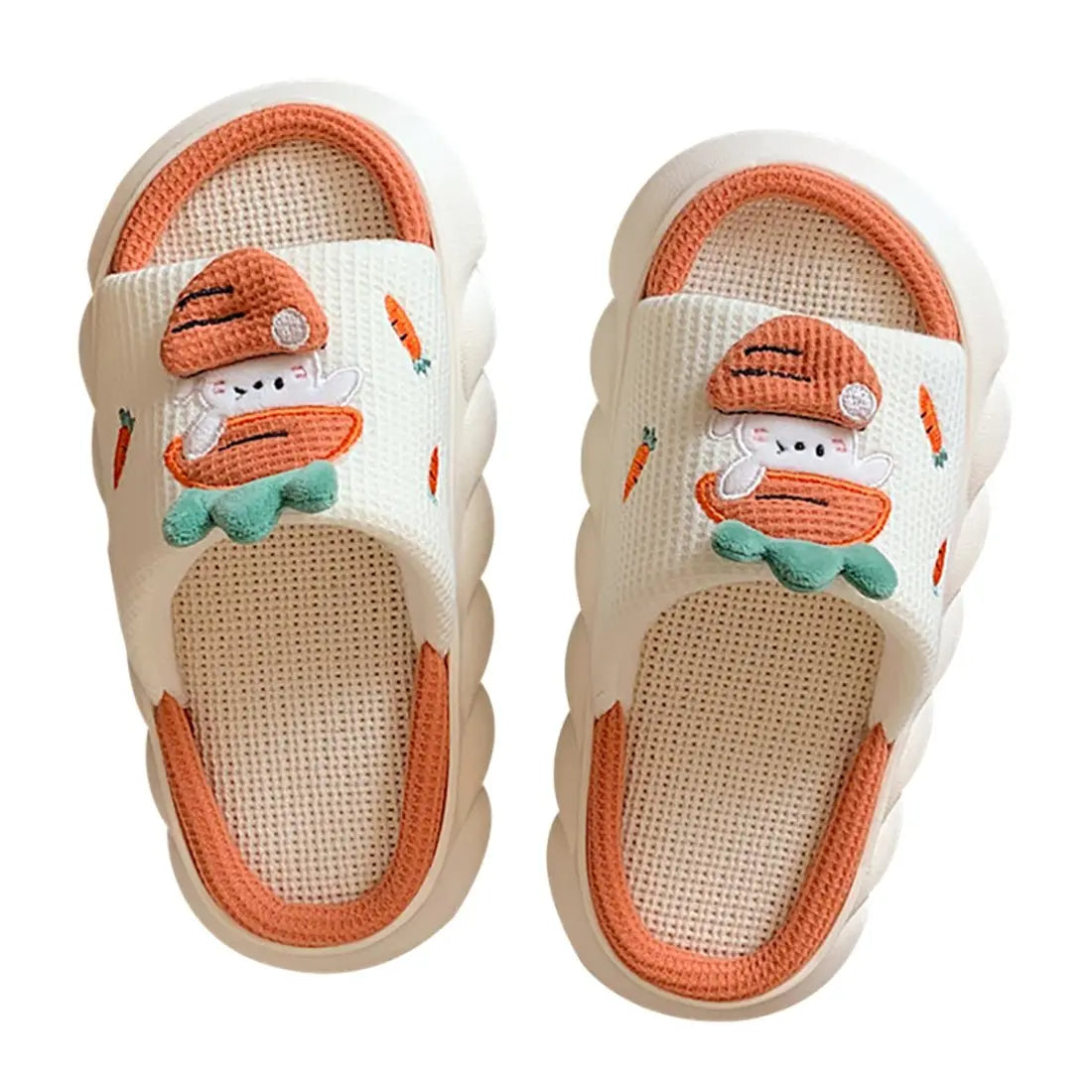 Lovely Rabbit and Carrot Linen Sandals - Kawaii Side