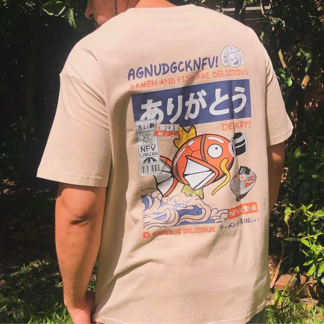 Magikarp Ramen and Fish Streetwear T-Shirt Kawaii Side