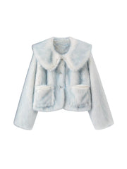 Runway Sweet Faux Vossenbont Lichte pastelblauwe en paarse jassen