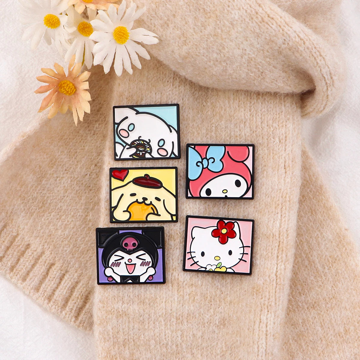 5pcs Kawaii Anime Friends Enamel Pin