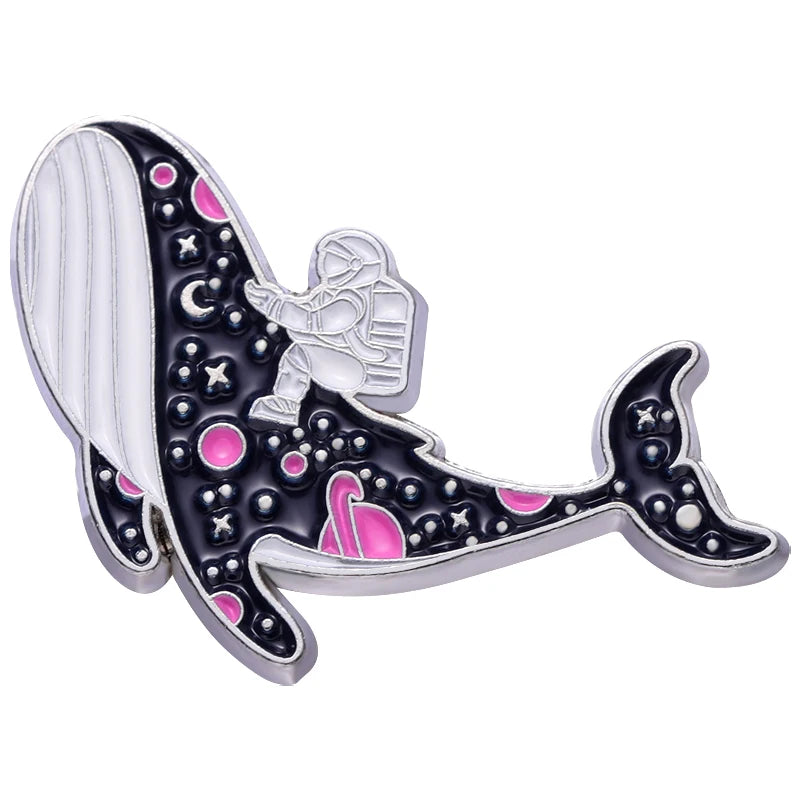 Animal Enamel Pin Custom Whale Brooch Bag Clothes Lapel Pin Badge Cartoon Jewelry Kid Friend Kawaii Side